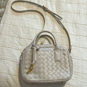 Woven vegan leather crossbody